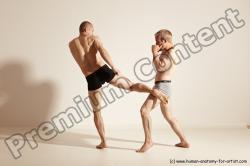 Underwear Martial art Man - Man White Moving poses Slim Short Blond Dynamic poses Academic